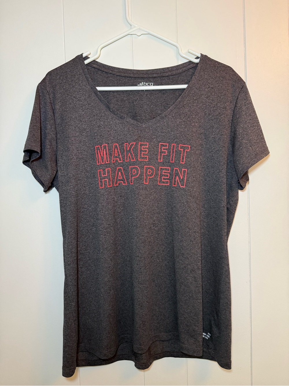 bcg Gray Short-Sleeve Woman’s size XL Tee with Pink 'Make Fit Happen' Graphic